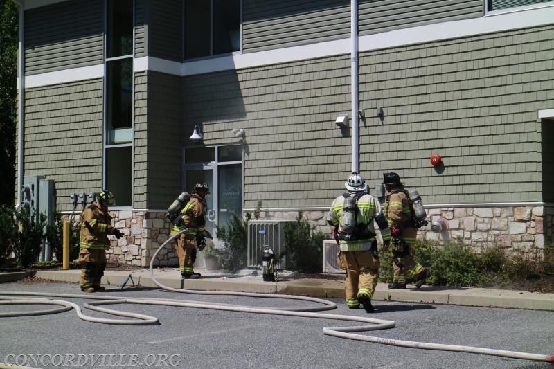 Mulch Fire against a building - Chadds Ford Township - July 2016